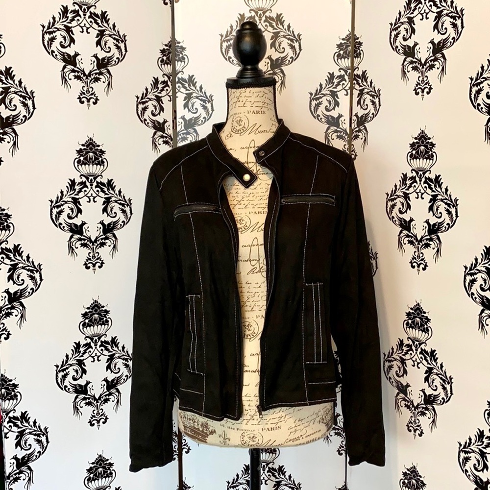 ๐ NWT! Faux Suede Bling Leopard Skull Jacket! - Picture 2 of 11